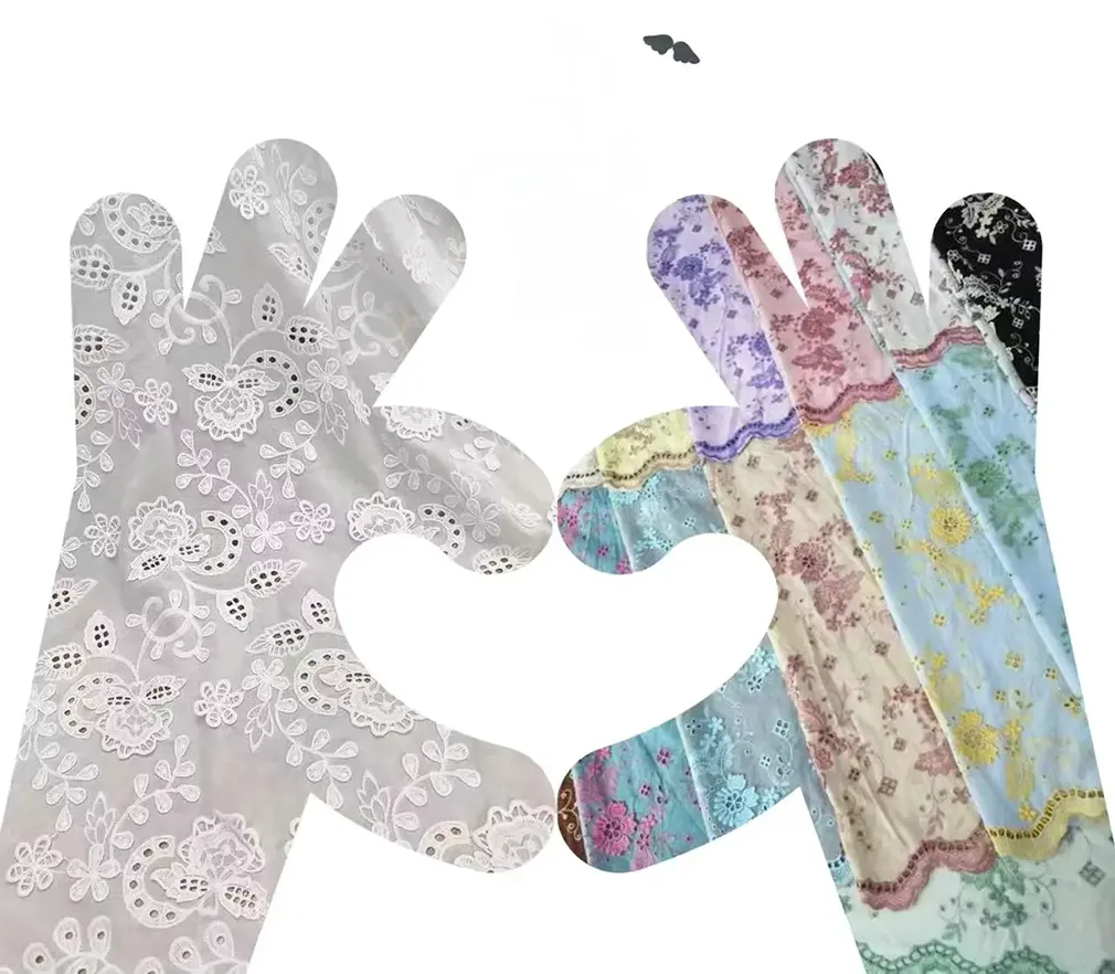 New Arrival 3d Flower Decorated 100 Cotton Embroidery Lace Fabric With Eyelet Holes For Women Shirt Clothing