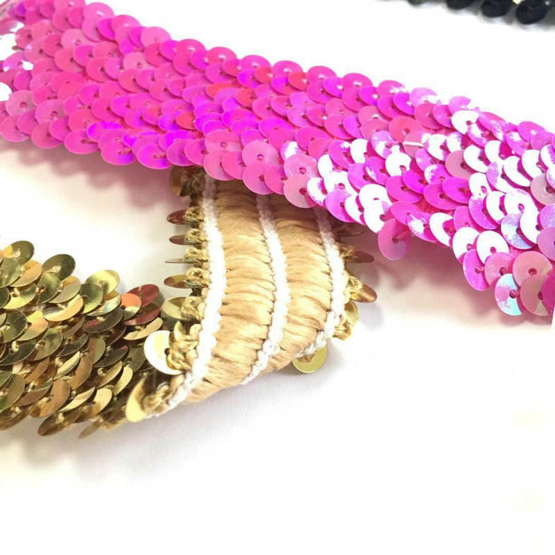 Различна ширина bling завършек плитки еластични пайети дантелени тапицерии