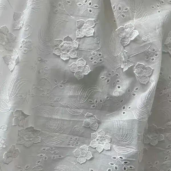 3D цветна декорирана 100% памучна бродерия дантелена тъкан с дупки за очи